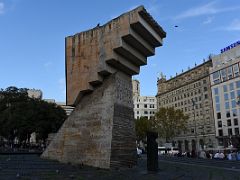 06A Monument to Francesc Macia by Josep Maria Soberachs 1991 the unfinished staircase symbolises the ongoing history of Catalonia in Placa Catalunya Barcelona Spain