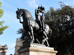 08 Barcelona sculpture by Frederic Mares 1928 shows a woman sitting on a horse holding a ship on her head in Placa Catalunya Barcelona Spain