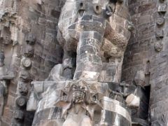 02A Saint Joseph sitting inside a small boat high up on the Hope Portico Nativity facade Sagrada Familia Barcelona Spain