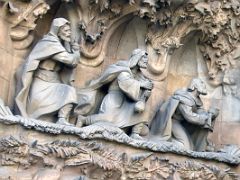 04G Adoration of the Magi three wise men Charity portico Nativity facade Sagrada Familia Barcelona Spain