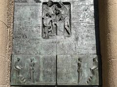 08C Coronation of Thorns door - Jesus wears a crown of thorns, a robe and a reed, in mockery of his status as King of the Jews Passion facade Sagrada Familia Barcelona Spain