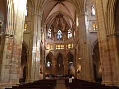 02A Two lines of pillars flank the path to the main altar Santiago Cathedral Catedral Old Town Casco Viejo Bilbao Spain