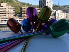 06A Tulips - Jeff Koons 1995-2004 is a bunch of seven luminescent colourful tulips on an Outdoor Terrace Guggenheim Bilbao Spain