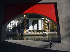 07C Arcos rojos - Daniel Buren 2007 Continues Below La Salve Bridge Guggenheim Bilbao Spain