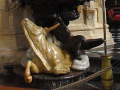 03B Ox and Eagle sculpture, symbols of the evangelists Luke and John, at the bottom of the pulpit Mezquita Mosque Cathedral Cordoba Spain