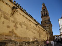 01A The outside wall of the Mezquita Mosque Cathedral ends in the bell tower Cordoba Spain