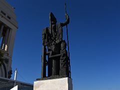 03B The Circulo de Bellas Artes Rooftop Bar Sculpture of Minerva From Behind Madrid Spain