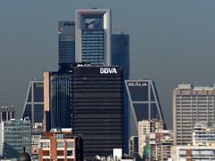 07C Torre PwC, Torre Cepsa, Torre BBVA, Gates Of Europe Skyscrapers From Circulo de Bellas Artes Rooftop Bar Madrid Spain