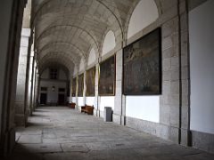 01E Tourist Entrance Courtyard With Paintings On The Wall At El Escorial Monastery Near Madrid Spain