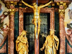 06B The Basilica Altar Jesus On The Cross Flanked By Virgin Mary And St John At El Escorial Near Madrid Spain