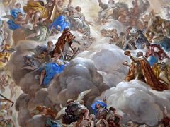10B The Glory of the Spanish Monarchy with Charles V and Philip II Ceiling Painting By Luca Giordano Above The Great Staircase At El Escorial Near Madrid Spain