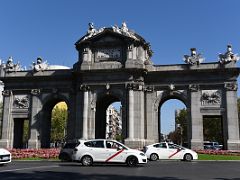 04A Puerta de Alcala in Plaza de Independencia was built in 1778 by Italian architect Francesco Sabatini Near The Plaza de Cibeles Madrid Spain