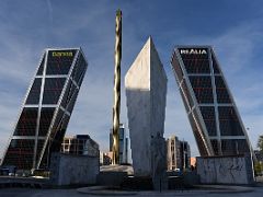 08B The Gates Of Europe, Caja Madrid Obelisk, Monument To Calvo Sotelo in the North Business Area Madrid Spain