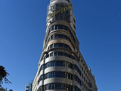 03B Schweppes neon sign on Art Deco Edificio Carrion Building From Gran Via Madrid Spain