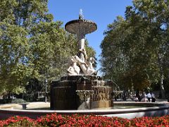 02 Fuente de los Galapagos fountain was built in 1832 by architect Jose Maria Mariategui and sculptor Jose Tomas El Retiro Park Madrid Spain