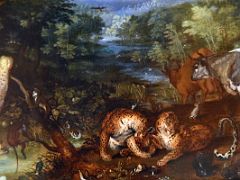 03B The Garden of Eden - Jan Brueghel the Elder 1610-12 Close Up Thyssen Art Museum Madrid Spain