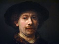 09B Self‐Portrait Wearing a Hat and Two Chains - Rembrandt 1642–43 Close Up Thyssen Art Museum Madrid Spain