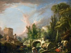 06 River Landscape with Ruin and Bridge - Francois Boucher 1762 Thyssen Art Museum Madrid Spain