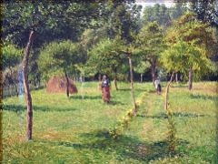 17 The Orchard at Eragny - Camille Pissarro 1896 Thyssen Art Museum Madrid Spain