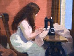 19B Girl at a Sewing Machine - Edward Hopper 1921 Close Up Thyssen Art Museum Madrid Spain