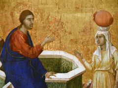 01B Christ and the Samaritan Woman - Duccio di Buoninsegna 1310-11 Close Up Thyssen Art Museum Madrid Spain