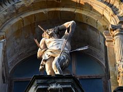 02A Statue Of San Sebastian Patron Saint Of The City In The Facade Of Basilica of Santa Maria del Coro In San Sebastian Donostia Old Town Spain