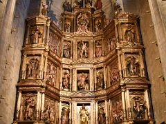 05B Ornate Altar With Many Statues In Basilica of Saint Mary of Coro In San Sebastian Donostia Old Town Spain