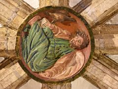 09C Carved Painted Figure On The Ceiling In Basilica of Saint Mary of Coro In San Sebastian Donostia Old Town Spain