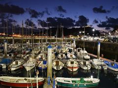 02A Boats In The Small Harbour After Sunset With Mount Igueldo Beyond Old Town Parte Vieja San Sebastian Donostia Spain