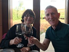 05A Charlotte Ryan And Jerome Ryan Enjoy A Glass Of Red Wine At The Bar Area Marques de Riscal Frank Gehry 2006 Spain