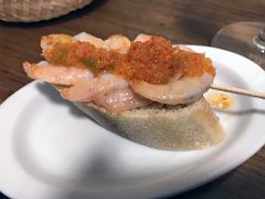 02C Gambas a la Plancha Grilled Shrimp At Bar Goiz-argi Pintxo Tapas Old Quarter San Sebastian Donostia Spain