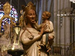 02B Smiling Virgin Blanca and baby Jesus - detail Choir Toledo Cathedral Spain