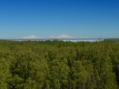 01B Mount Foraker, Mount Hunter, Denali Mount McKinley From Tourist Train Just After Leaving Anchorage On The Way To Denali National Park Alaska