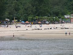 Hong Kong 01 10 Lantau Mui Wo Beach When we got back to Mui Wo, the ferry port on Lantau, we had lunch and Pete went for a swim on the beach.