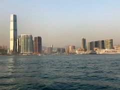 01B Kowloon skyscrapers International Commerce Centre ICC and The HarbourSide, and Harbour City across Victoria Harbour from the Star Ferry Central pier Hong Kong