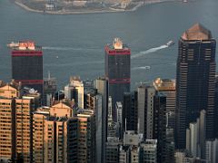 07A Shun Tak Centre twin towers and Cosco Tower close up just before sunset from Lugard Road Victoria Peak Hong Kong