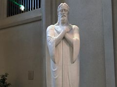 05A Statue of Christ after his baptism in the Jordan River by Einar Jonsson near the entrance to Hallgrimskirkja Church Reykjavik Iceland