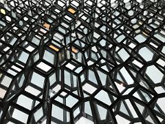 03C The distinctive glass basalt facade detail inside the Harpa Concert Hall Reykjavik Iceland