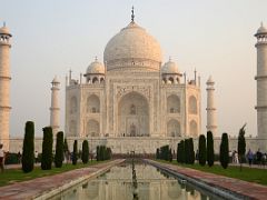 Agra Taj Mahal 14 Taj Mahal Close Up Reflected In Second Pool At Sunrise