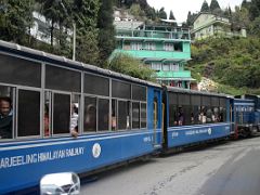 01B The Darjeeling Himalayan Railway Toy Train Is Next To The Road Near Darjeeling Near Sikkim India