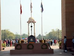 05 Delhi India Gate View To Canopy With Flags of the three Armed Forces of India