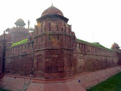 03 Delhi Red Fort Walls From Outside With Lahore Gate On Left