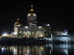 09A The Gurdwara Bangla Sahib Across The Water of The Sarovar At Night Delhi India