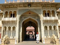 03 Jaipur City Palace Rajendra Pol Is Guarded By Two White Marble Elephants And Has Ornate Brackets And Carved Balconies