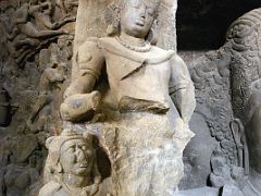 50 Guardian To The Left Of The Trimurti In The Main Cave At Mumbai Elephanta Island