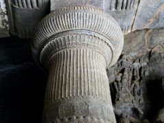 56 Top Of A Pillar Adorned With Fluted Cushion Capital On The Top In The Main Cave At Mumbai Elephanta Island