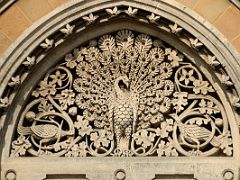 07 Mumbai Chhatrapati Shivaji Victoria Terminus Side Wing Peacock Carving