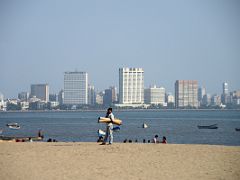 19 Chowpatty Beach With Mumbai Marine Drive Air India Building And Oberoi Trident