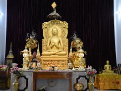 03A Mulagandha Kuti Vihara interior houses a golden statue of the Buddha on a marble platform At Sarnath India