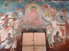 04C Mulagandha Kuti Vihara Mural Of Buddha Being Attacked By Mara Before His Enlightenment At Sarnath India